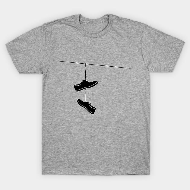 Shoes on a Wire Black T-Shirt by AKdesign